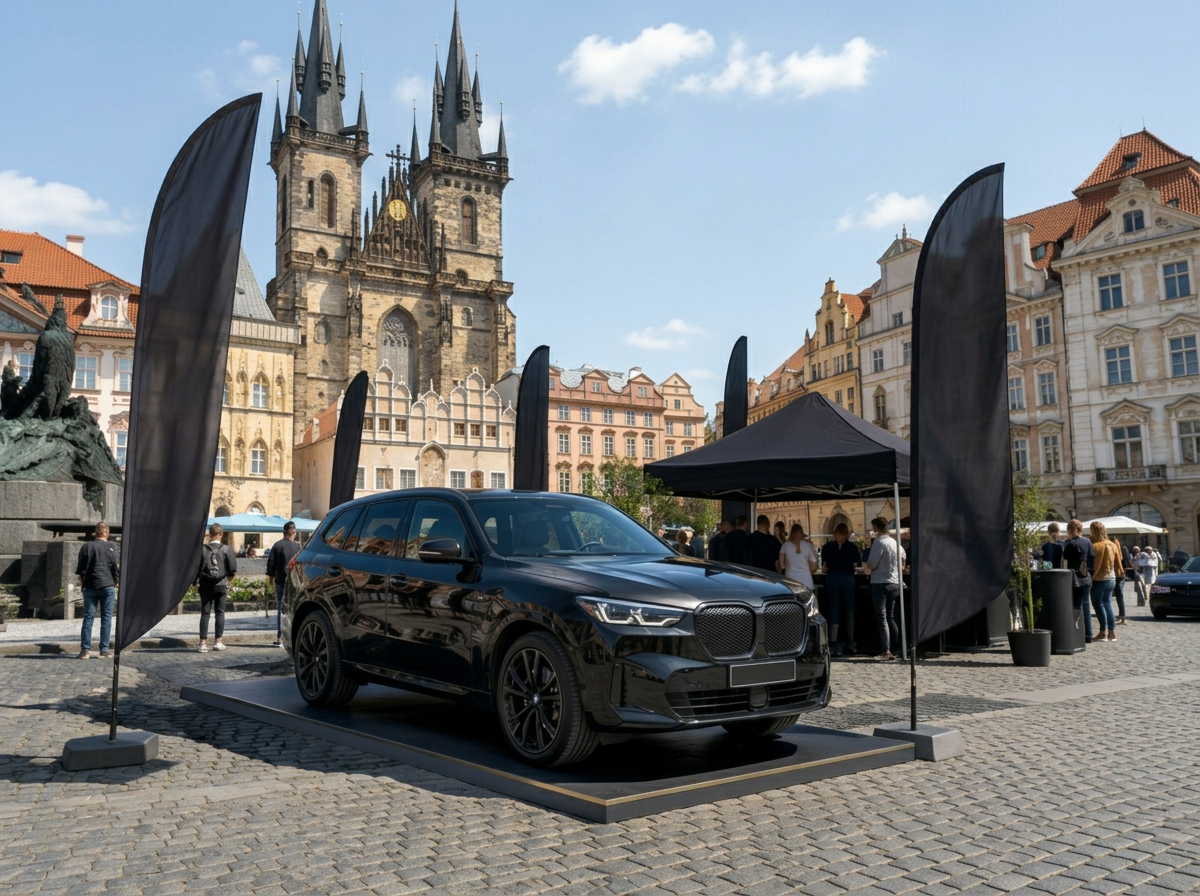 Fahrzeugpräsentation auf einem Altstadtplatz